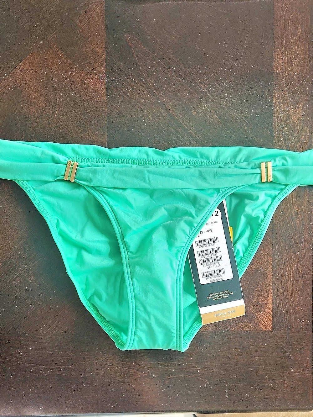 Vix Solid In Tube Bottom Bikini Bottom in Green Medium NWT